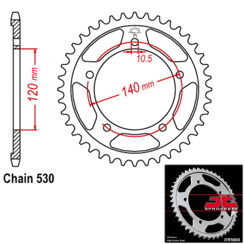JT Sprockets - JT Sprockets Steel Rear Sprocket - 42T - JTR1800.42