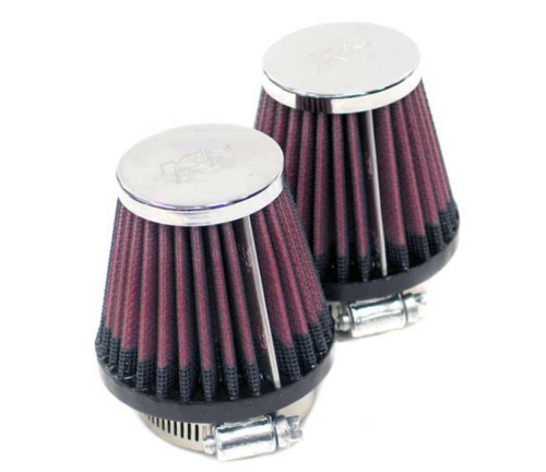 K&N Engineering - K&N Engineering Clamp-On Custom Round Tapered Air Filter - Chrome End Cap - Centered - RC-1072