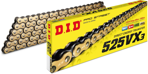 D.I.D - D.I.D 525VX3 Professional O-Ring Series Chain - 116 Links - Gold - 525VX3G116FB