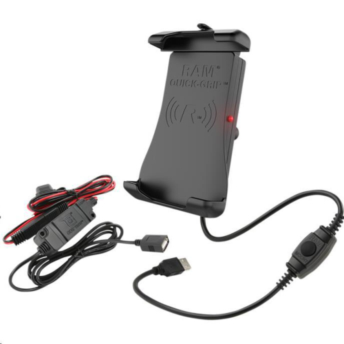 RAM Mounts - RAM Mounts RAM Quick-Grip Wireless Charging Holder with Hardwire Charger - RAMHOLUN14WBV7M