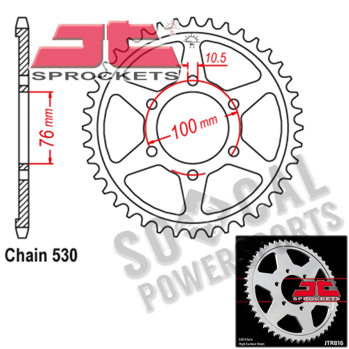 JT Sprockets - JT Sprockets Steel Rear Sprocket - 47T - JTR816.47