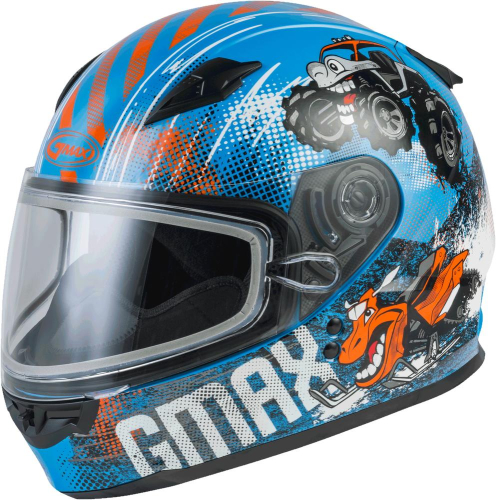GMAX GM-49Y Beasts Youth Full-Face Cold Weather Helmet (Blue/Orange/Grey, Youth Small)