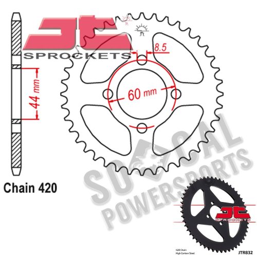 JT Sprockets - JT Sprockets Steel Rear Sprocket - 44T - JTR832.44