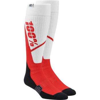 100% - 100% Torque Riding Socks - 20053-00010 - White/Red - LG-XL