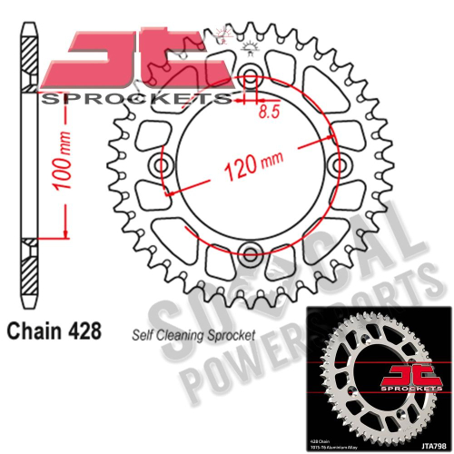 JT Sprockets - JT Sprockets Aluminum Rear Sprocket - 52T - JTA798.52