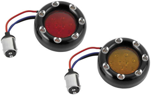 Arlen Ness - Arlen Ness LED Fire Ring Kit - Amber Lens - Black Trim - Amber LED - Dual Filament - 1157 Style - 12-758