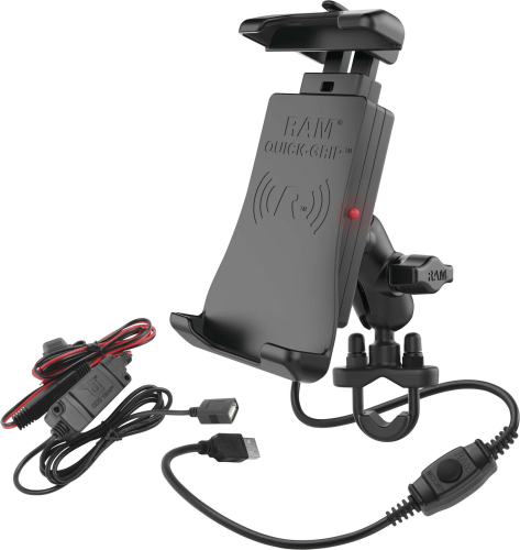 RAM Mounts - RAM Mounts Quick-grip Waterproof Wireless Charger Handlebar Mount Kit - RAM-B-149Z-A-UN14W-V7M