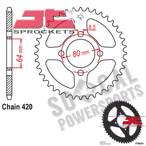 JT Sprockets - JT Sprockets Steel Rear Sprocket - 45T - JTR834.45