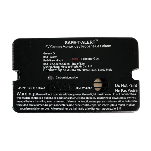 Safe-T-Alert - Safe-T-Alert 45-Series Combo Carbon Monoxide Propane Alarm Surface Mount - Black