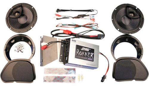 JMC Rokker 200 Watt, 2 Channel Amp, 6.58" Two Speaker Kit 2006-2013 Harley Road Glide Models