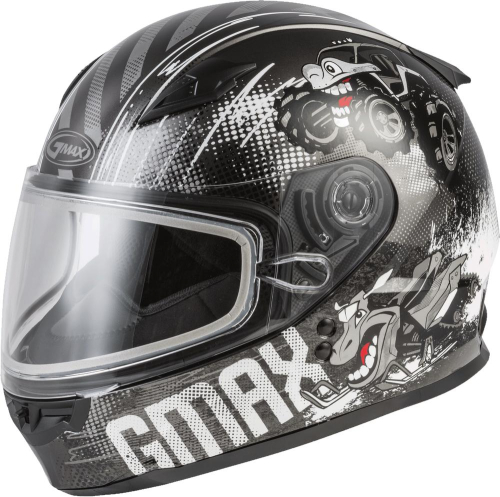 GMAX GM-49Y Beasts Youth Full-Face Cold Weather Helmet (Dark Silver/Black, Youth Medium)