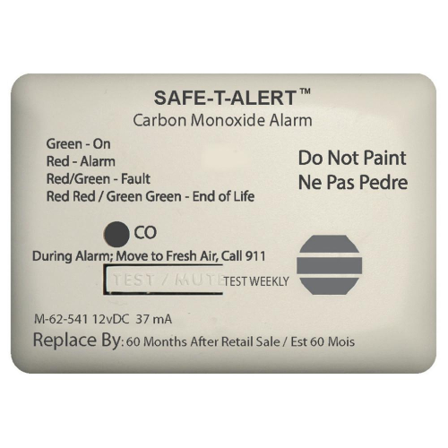 Safe-T-Alert - Safe-T-Alert 62 Series Carbon Monoxide Alarm w/Relay - 12V - 62-541-Marine-RLY-NC - Surface Mount - White