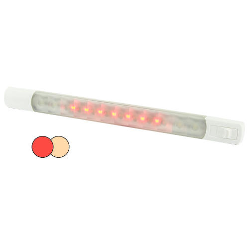 Hella Marine - Hella Marine Surface Strip Light w/Switch - Warm White/Red LEDs - 12V