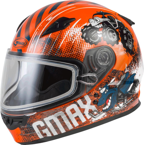 GMAX GM-49Y Beasts Youth Full-Face Cold Weather Helmet (Orange/Blue/Grey, Youth Large)