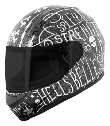 Speed and Strength SS700 Hell?s Belles A.T.P.A. Shell Helmet Matte Black/Silver, Medium