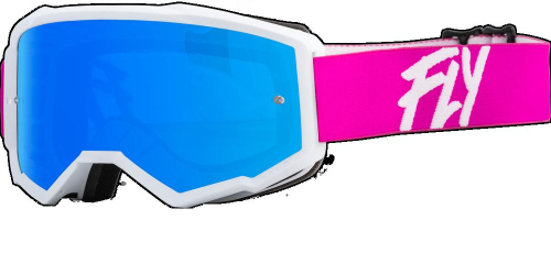 Fly Racing - Fly Racing Zone Youth Goggles - 37-51724 - Pink/White / Sky Blue Mirror Smoke Lens - OSFM