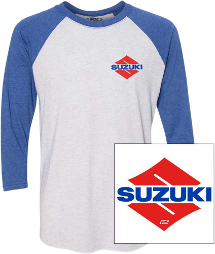 Factory Effex - Factory Effex Suzuki Wedge Baseball T-Shirt - 23-87428 - White/Royal - 2XL