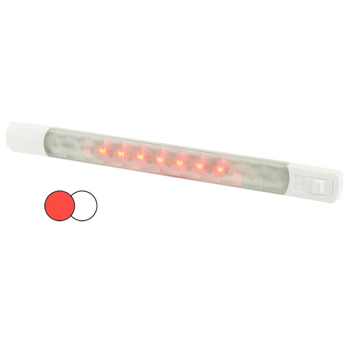 Hella Marine - Hella Marine Surface Strip Light w/Switch - White/Red LEDs - 12V