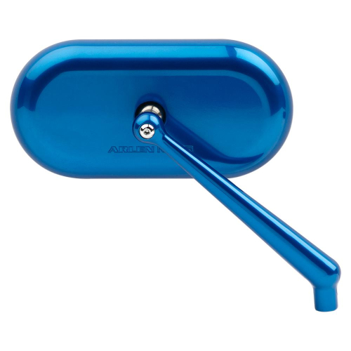 Arlen Ness - Arlen Ness Forged Oval Short Stem Billet Mirror - Right - Blue Anodized - 13-177