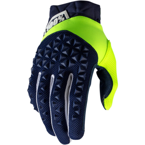 100% - 100% Airmatic Gloves - 10012-261-12 - Fluorescent Yellow/Navy - Large
