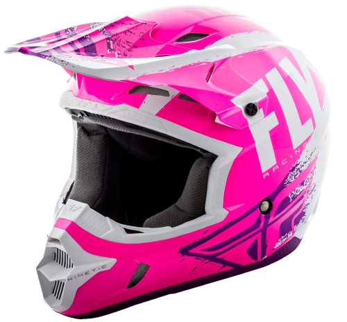 Fly Racing - Fly Racing Kinetic Burnish Youth Helmet  - 73-3399-1-YS - Neon Pink/White/Purple - Small