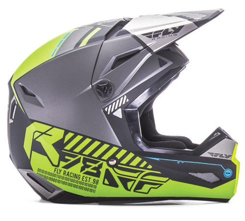 Fly Racing - Fly Racing Kinetic Elite Onset Youth Helmet - 73-8505YM - Matte Black/Gray/Hi-Vis - Medium