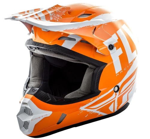 Fly Racing - Fly Racing Kinetic Burnish Youth Helmet  - 73-3398-3-YL - Orange/White/Gray - Large