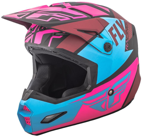 Fly Racing - Fly Racing Elite Guild Youth Helmet - 73-8609-3-YL - Matte Neon Pink/Blue/Black - Large