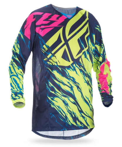 Fly Racing - Fly Racing Kinetic Mesh Jersey - 371-323L - Relapse Hi-Vis/Blue/Pink - Large