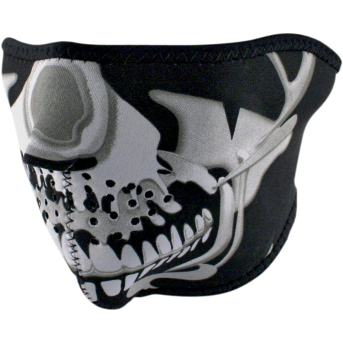 Zan Headgear - Zan Headgear Half Face Mask - WNFM023H - Chrome Skull - OSFM