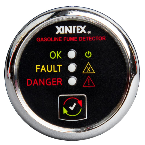 Fireboy-Xintex - Xintex Gasoline Fume Detector & Alarm w/Plastic Sensor - Chrome Bezel Display