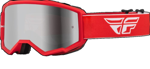 Fly Racing - Fly Racing Zone Youth Goggles - 37-51725 - Red/White / Silver Mirror Smoke Lens - OSFM