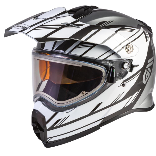 G-Max - G-Max AT-21S Epic Electric Shield Helmet - G4211123 - Silver/White/Black - X-Small