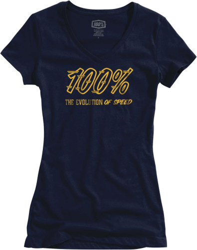 100% - 100% Speedco V-Neck Womens T-Shirt - 28105-015-11 - Navy - Medium