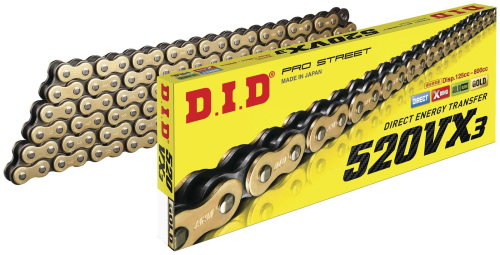 D.I.D - D.I.D 520 VX3 Pro-Street X-Ring V Series Chain - 116 Links - Gold-Black - 520VX3G116FB