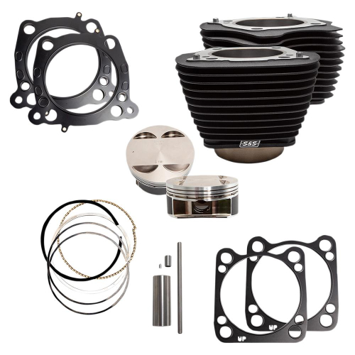 S&S Cycle - S&S Cycle M8 128in. Big Bore Kit - 4.250 Bore, 4.5 Stroke, Non-Highlighted Fins  - Black - 910-0685