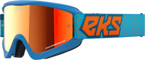 EKS Brand - EKS Brand GOX Flat Out Mirror Goggles  - Red Lens - 067-60530 - Cyan/Flo Orange - OSFA