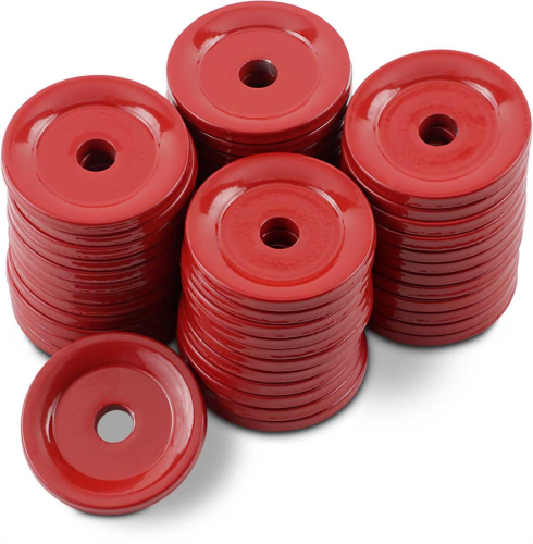 Woodys - Woodys Round Grand Digger Aluminum Support Plates - 5/16in. - Red (48pk.) - ARG-3790-48