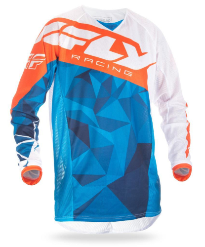 Fly Racing - Fly Racing Kinetic Mesh Jersey - 371-321S - Crux Blue/White/Orange - Small