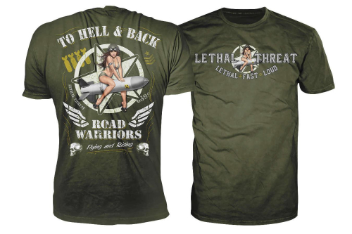 Lethal Threat - Lethal Threat Hell N Back T-Shirt - LT20354-MD - Army Green - Medium