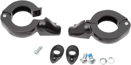 Drag Specialties - Drag Specialties Turn Signal Fork Clamps for 39mm Fork Tubes - Black - 2020-1268