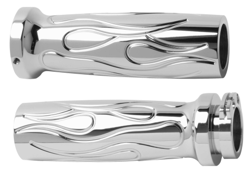 Arlen Ness - Arlen Ness Flamed Conical Style Billet Grips - Chrome - M-1234