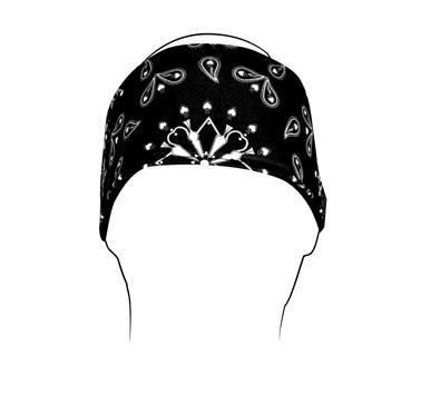 Zan Headgear - Zan Headgear Cotton Headband - HB008 - Black Paisley - OSFM
