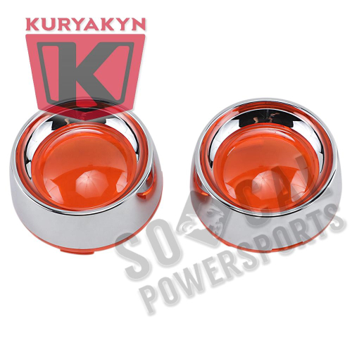 Kuryakyn - Kuryakyn Deep Dish Bezels with Lenses for Bullet Turn Signals - Chrome Bezel/Amber Lens - 2108