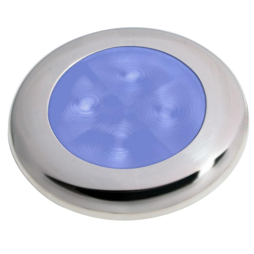 Hella Marine - Hella Marine Slim Line LED 'Enhanced Brightness' Round Courtesy Lamp - Blue LED - Stainless Steel Bezel - 12V