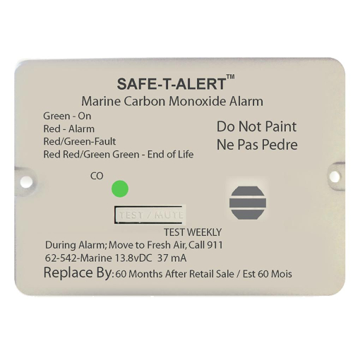 Safe-T-Alert - Safe-T-Alert 62 Series Carbon Monoxide Alarm w/Relay - 12V - 62-542-Marine-RLY-NC - Flush Mount - White