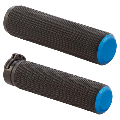 Arlen Ness - Arlen Ness Fusion Series Grips - Knurled - Blue Anodized - 07-335