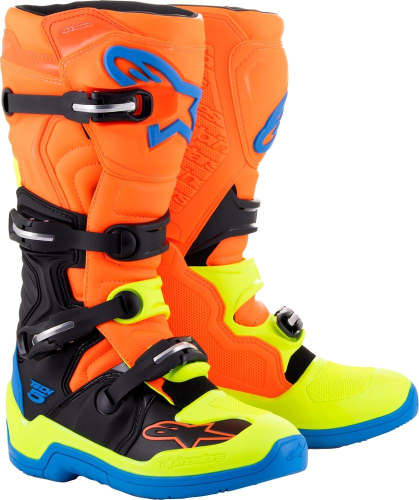 Alpinestars - Alpinestars Tech 5 Boots - 2015015-4755-7 - Blue/Orange/Yellow Fluo - 7