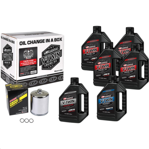 Maxima - Maxima Twin Cam Synthetic Oil Change Kit with Chrome Filter - 90-119016PC