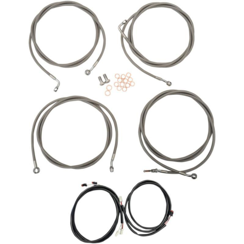 LA Choppers - LA Choppers Complete Handlebar Cable/Brake & Clutch Line/Wire Kit - Stainless Braided - LA-8054KT3-19